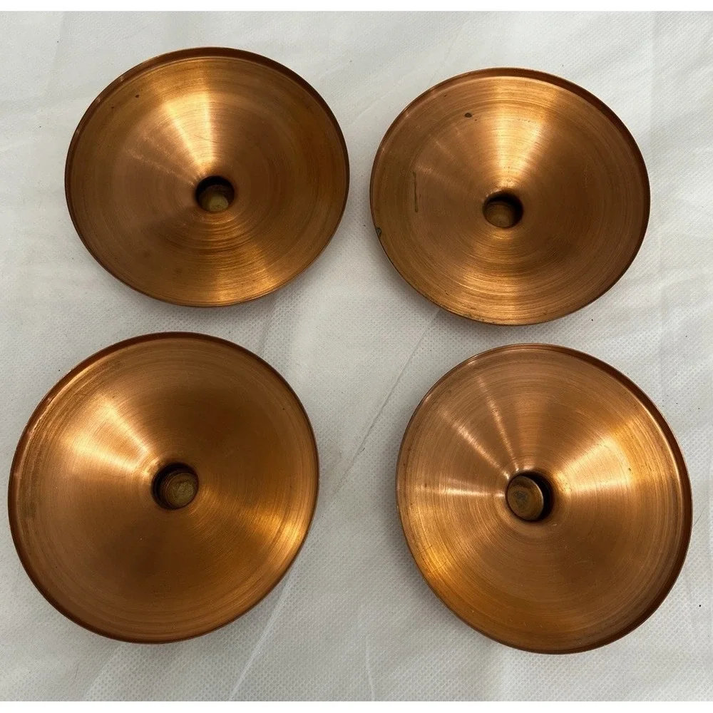 Vintage Spun Copper Bowls W Lids MCM Serving Dish Candy Trinket Cottage Farm
